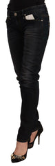 Acht Black Washed Cotton Low Waist Slim Fit Denim Jeans -   -  Acht.