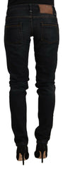 Acht Black Washed Cotton Low Waist Slim Fit Denim Jeans -   -  Acht.