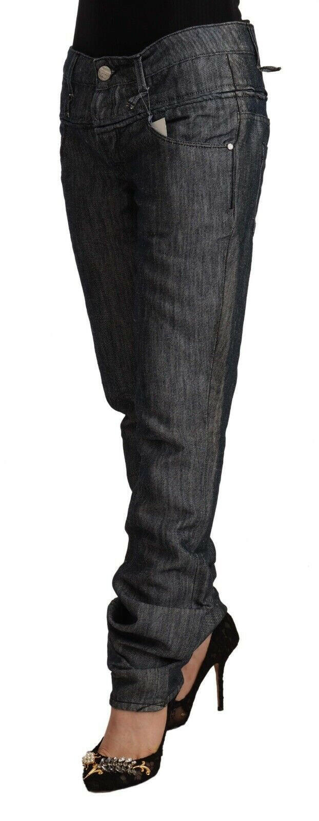 Acht Dark Gray Ramie Mid Wide Waist Straight Denim Jeans -   -  Acht.