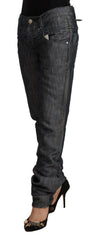 Acht Dark Gray Ramie Mid Wide Waist Straight Denim Jeans -   -  Acht.