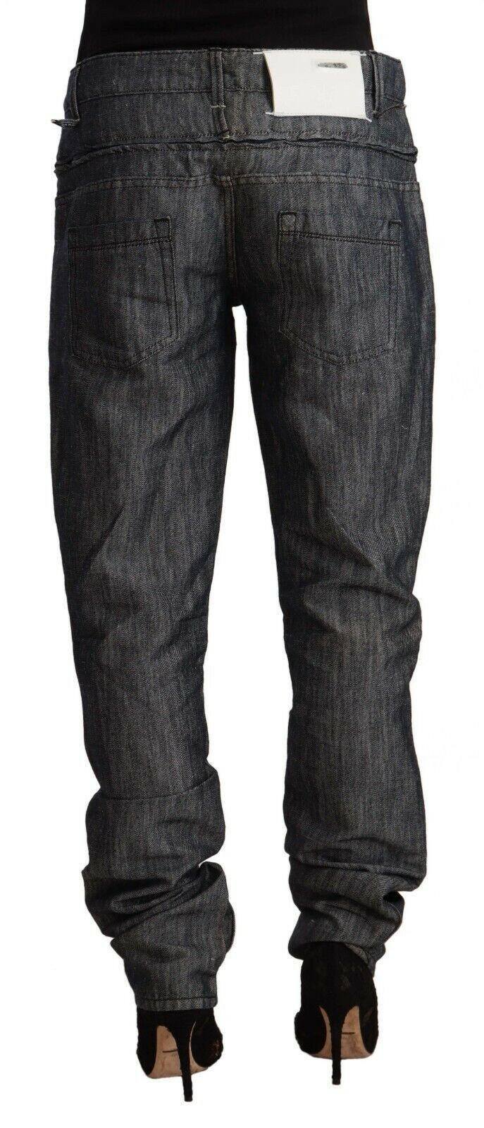 Acht Dark Gray Ramie Mid Wide Waist Straight Denim Jeans -   -  Acht.