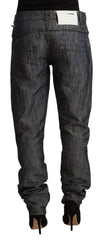 Acht Dark Gray Ramie Mid Wide Waist Straight Denim Jeans -   -  Acht.