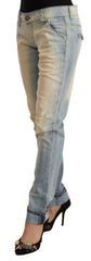Acht Light Blue Washed Cotton Low Waist Skinny Denim Jeans -   -  Acht.