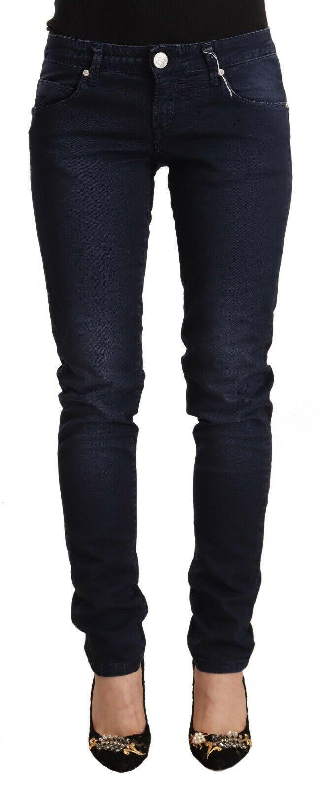 Acht Blue Washed Cotton Low Waist Slim Fit Denim Jeans -   -  Acht.