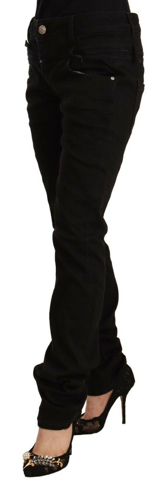 Acht Black Low Waist Cotton Stretch Denim Skinny Jeans -   -  Acht.