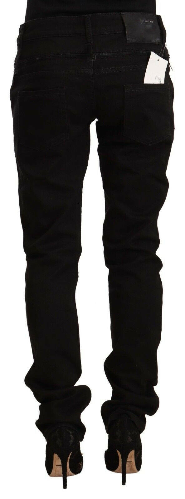 Acht Black Low Waist Cotton Stretch Denim Skinny Jeans -   -  Acht.