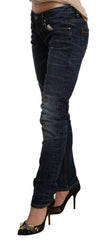 Acht Blue Washed Cotton Low Waist Skinny Denim Jeans -   -  Acht.