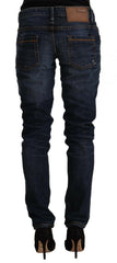Acht Blue Washed Cotton Mid Waist Skinny Denim Jeans -   -  Acht.