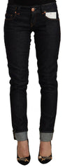 Acht Black Cotton Low Waist Slim Fit Denim Jeans -   -  Acht.