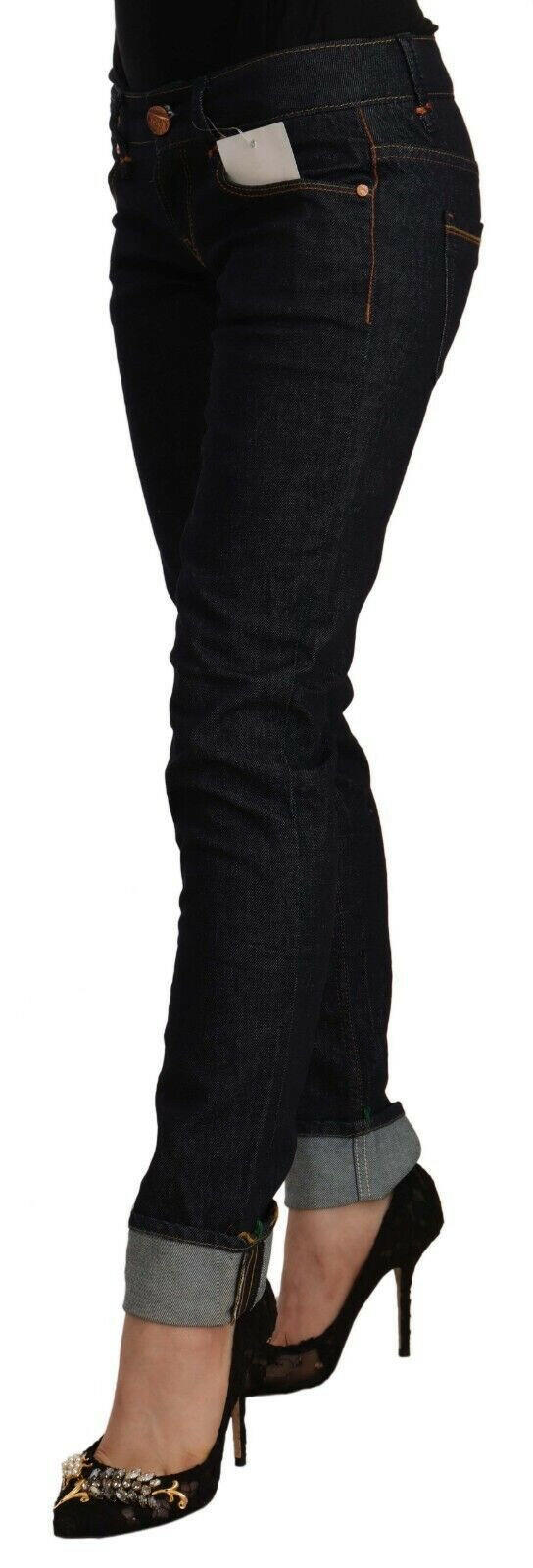 Acht Black Cotton Low Waist Slim Fit Denim Jeans -   -  Acht.
