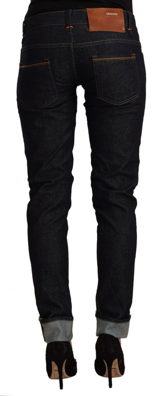 Acht Black Cotton Low Waist Slim Fit Denim Jeans -   -  Acht.