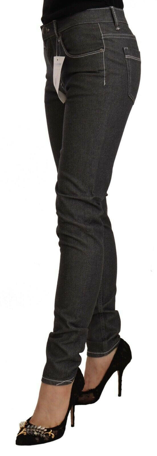 Acht Black Low Waist Skinny Denim Slim Fit Jeans -   -  Acht.