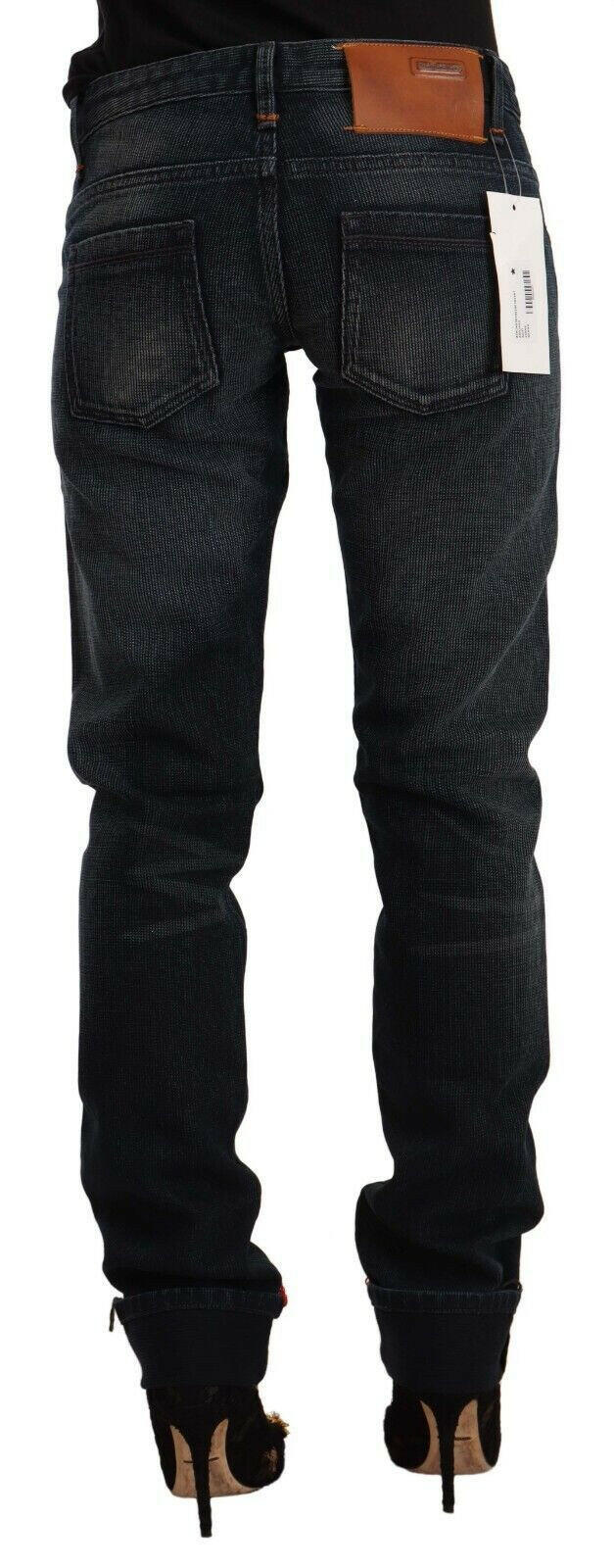 Acht Black Washed Cotton Skinny Denim Low Waist Jeans -   -  Acht.