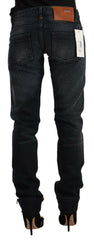 Acht Black Washed Cotton Skinny Denim Low Waist Jeans -   -  Acht.