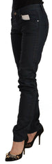 Acht Black Cotton Low Waist Slim Fit Denim Jeans -   -  Acht.