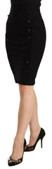 GF Ferre Black High Waist Viscose Knee Length Pencil Cut Skirt -   -  GF Ferre.