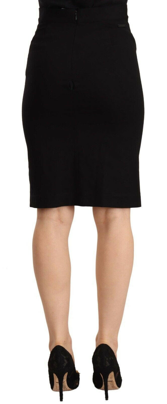 GF Ferre Black High Waist Viscose Knee Length Pencil Cut Skirt -   -  GF Ferre.