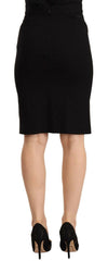 GF Ferre Black High Waist Viscose Knee Length Pencil Cut Skirt -   -  GF Ferre.