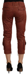 Just Cavalli Brown Lurex Mid Waist Cotton Cropped Capri Pants -   -  Just Cavalli.