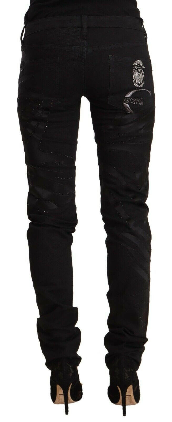 Just Cavalli Black Mid Waist Embellished Skinny Jeans -   -  Just Cavalli.