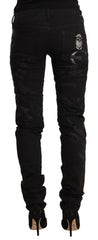 Just Cavalli Black Mid Waist Embellished Skinny Jeans -   -  Just Cavalli.