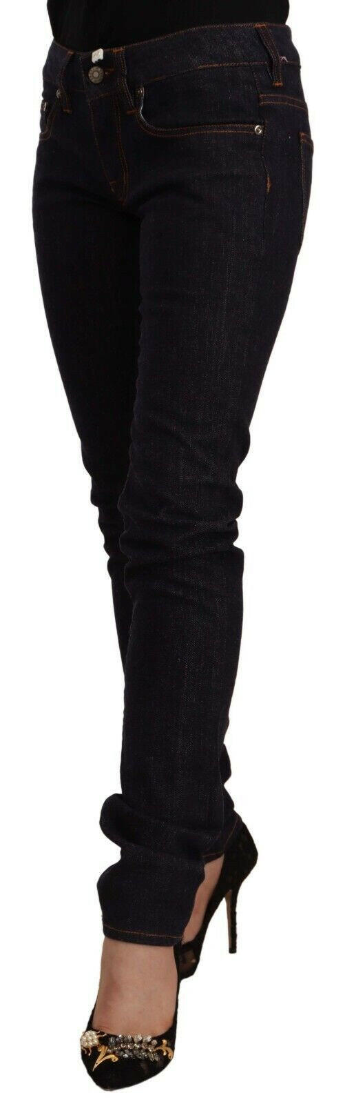 GF Ferre Black Mid Waist Cotton Denim Skinny Jeans -   -  GF Ferre.
