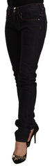GF Ferre Black Mid Waist Cotton Denim Skinny Jeans -   -  GF Ferre.