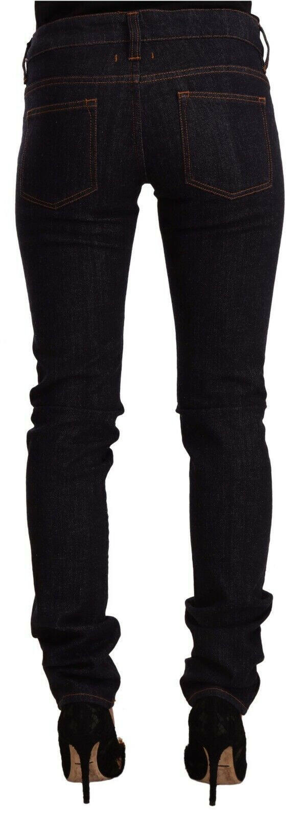 GF Ferre Black Mid Waist Cotton Denim Skinny Jeans -   -  GF Ferre.
