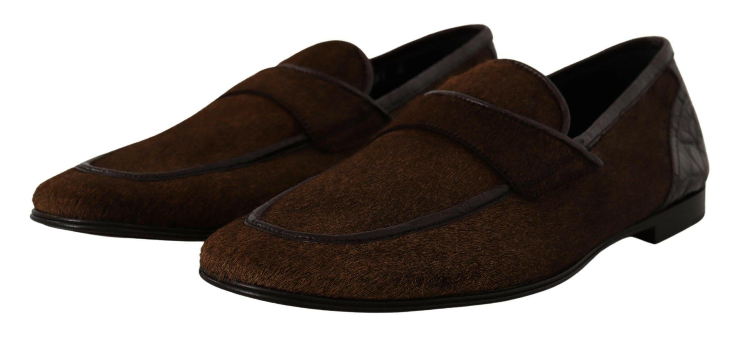 Dolce & Gabbana Shoes Dress Loafers Brown Leather Slip Shoes -   -  Dolce & Gabbana.