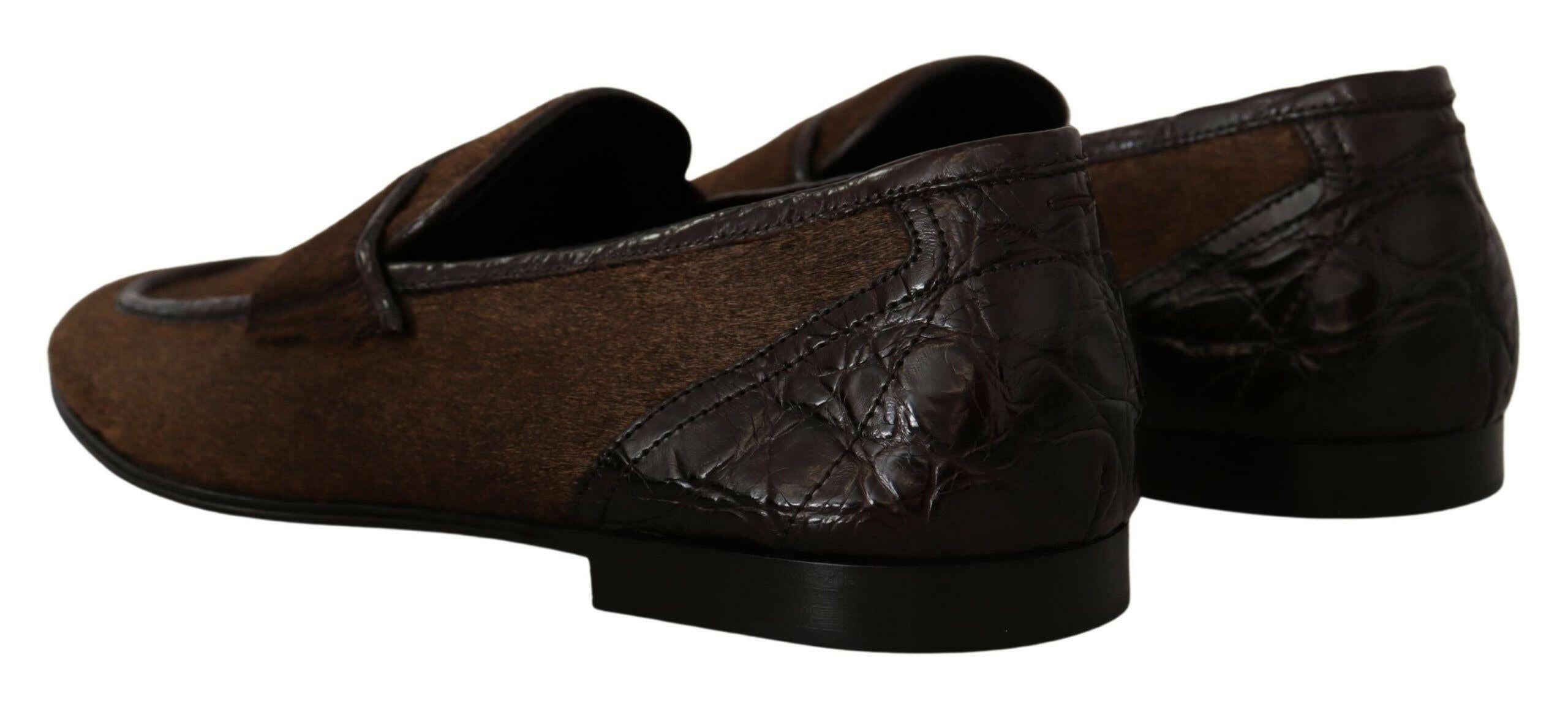 Dolce & Gabbana Shoes Dress Loafers Brown Leather Slip Shoes -   -  Dolce & Gabbana.
