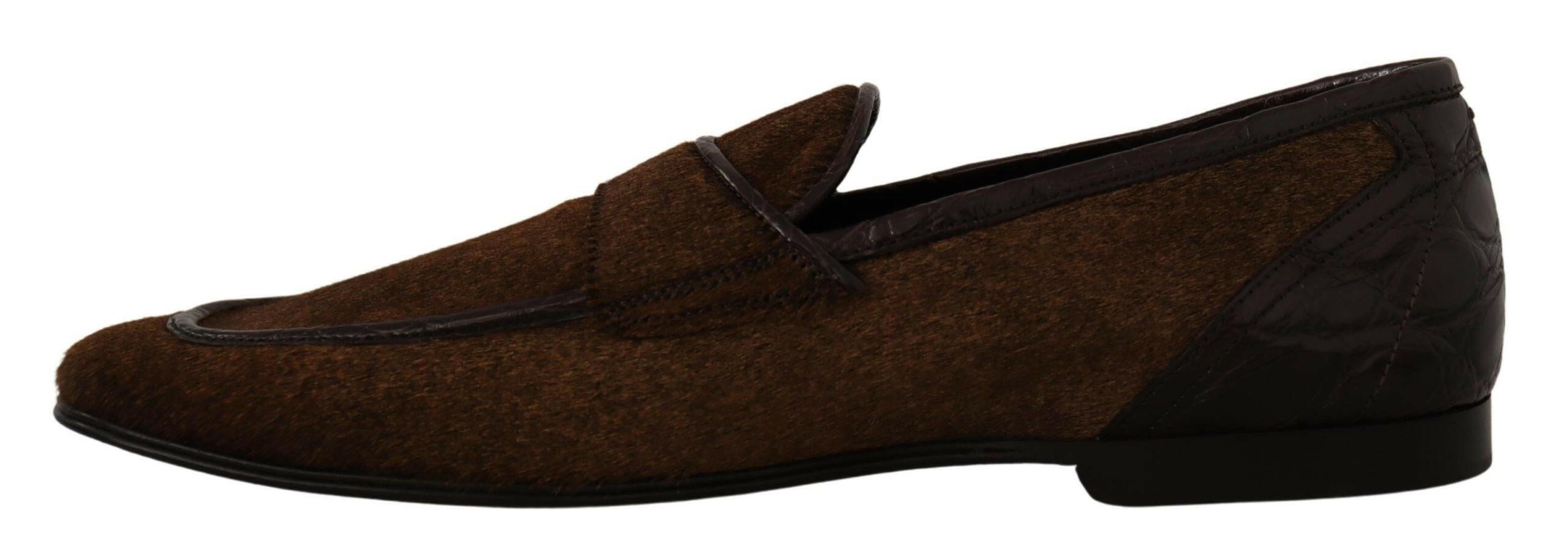 Dolce & Gabbana Shoes Dress Loafers Brown Leather Slip Shoes -   -  Dolce & Gabbana.