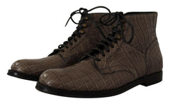 Dolce & Gabbana Gray Crocodile Leather Derby Boots -   -  Dolce & Gabbana.