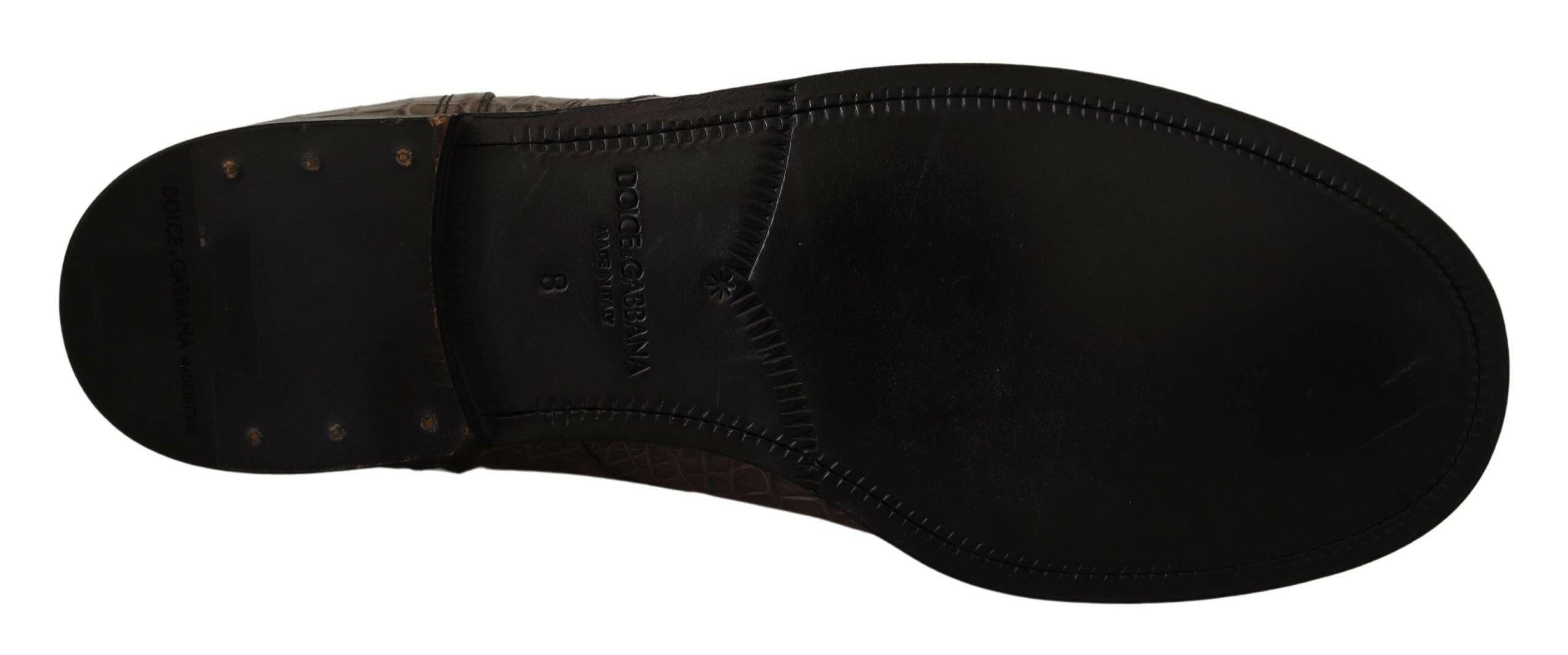 Dolce & Gabbana Gray Crocodile Leather Derby Boots -   -  Dolce & Gabbana.