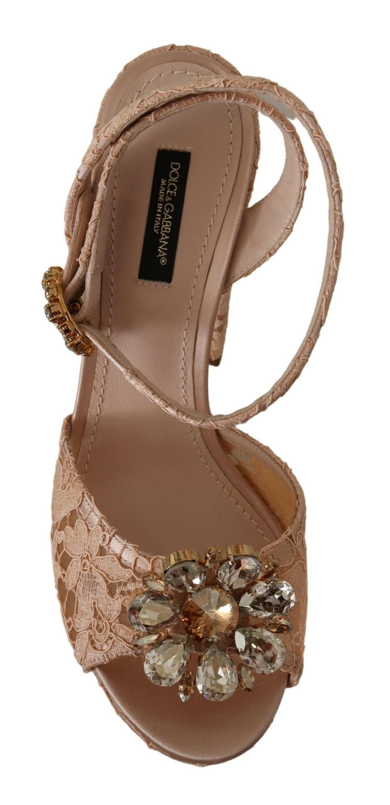 Dolce & Gabbana Pink Lace Taormina Platform Sandals Shoes -   -  Dolce & Gabbana.