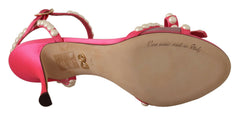 Dolce & Gabbana Pink Satin White Pearl Crystals Heels Shoes -   -  Dolce & Gabbana.