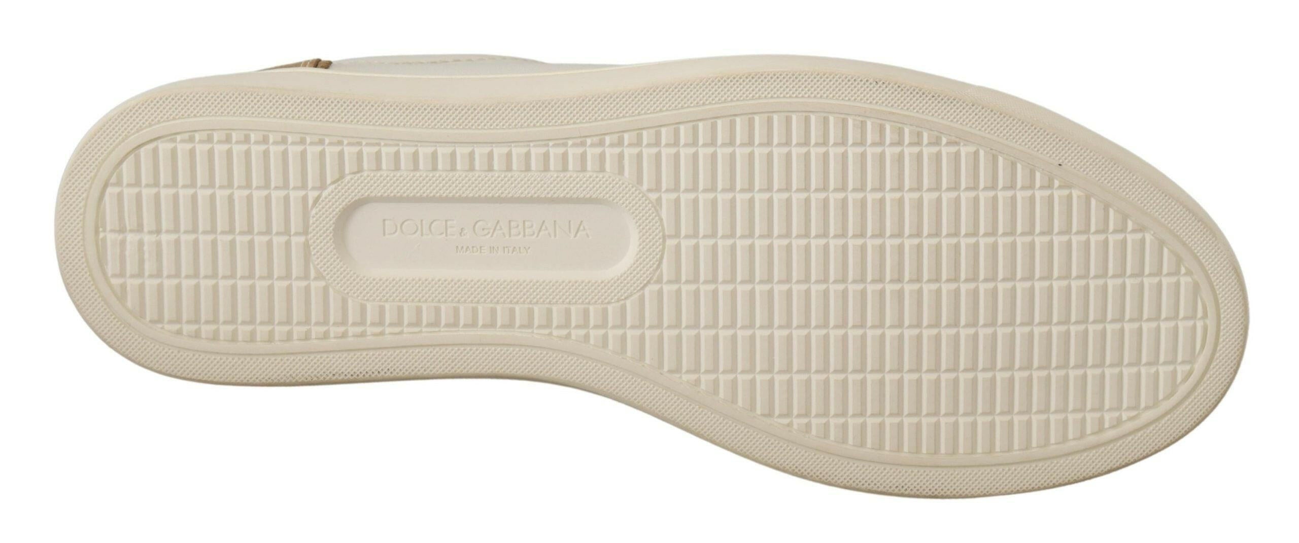 Dolce & Gabbana White Gold Leather Low Top Sneakers -   -  Dolce & Gabbana.
