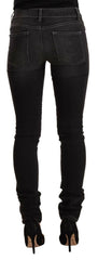 GF Ferre Black Washed Mid Waist Cotton Denim Skinny Jeans -   -  GF Ferre.