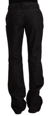GF Ferre Black Mid Waist Cotton Denim Straight Boot Cut Jeans -   -  GF Ferre.