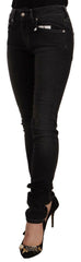 GF Ferre Black Washed Mid Waist Cotton Skinny Slim Fit Jeans -   -  GF Ferre.