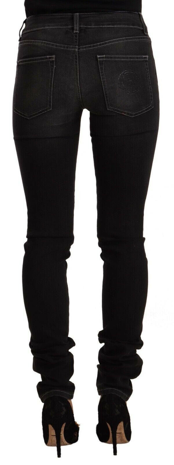 GF Ferre Black Washed Mid Waist Cotton Skinny Slim Fit Jeans -   -  GF Ferre.