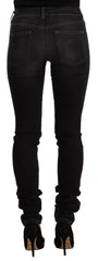 GF Ferre Black Washed Mid Waist Cotton Skinny Slim Fit Jeans -   -  GF Ferre.