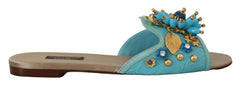 Dolce & Gabbana Blue Crystal Exotic Leather Blue Crystal Sandals -   -  Dolce & Gabbana.