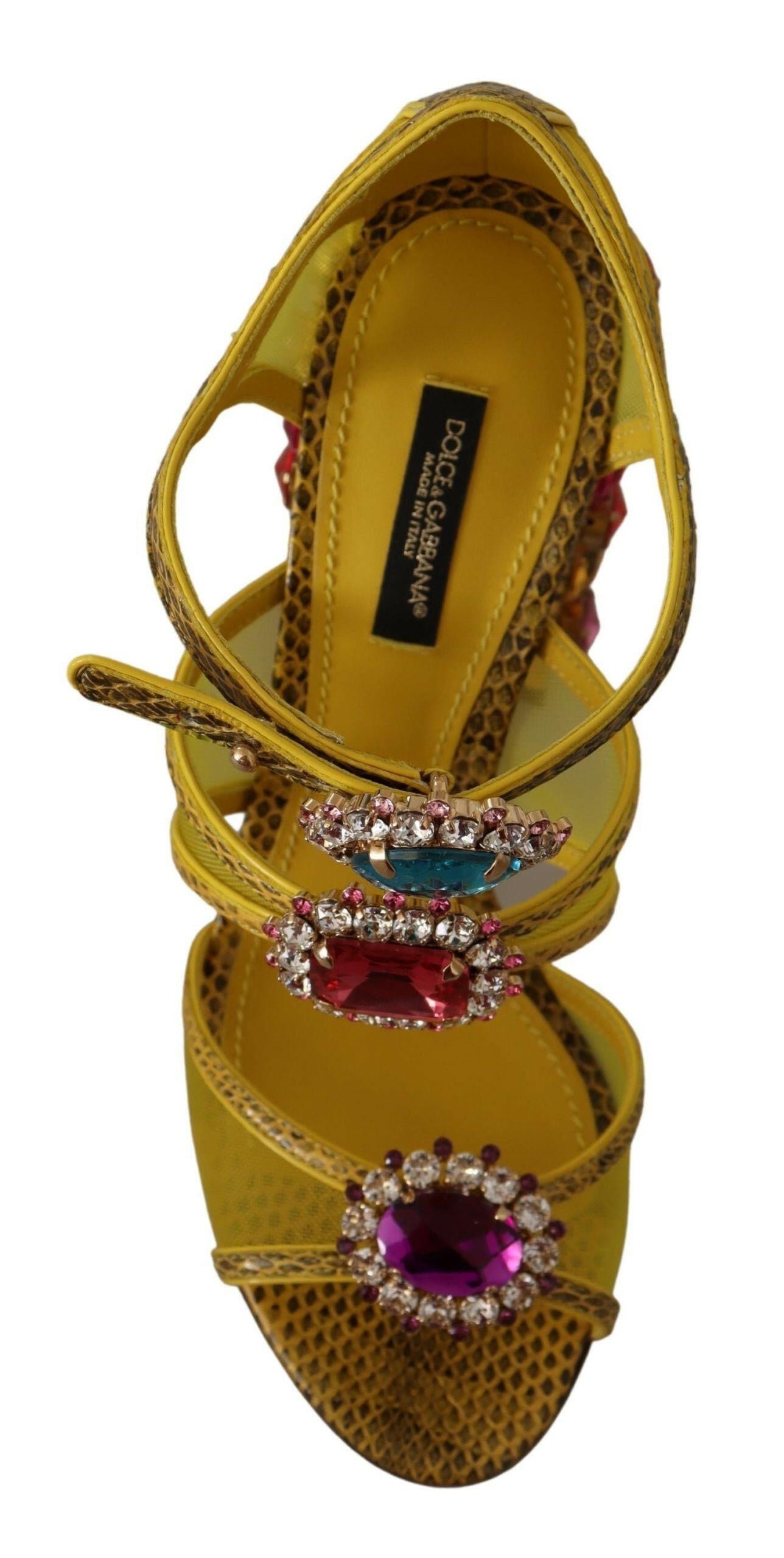 Dolce & Gabbana Yellow Leather Crystal Ayers Sandals Shoes -   -  Dolce & Gabbana.
