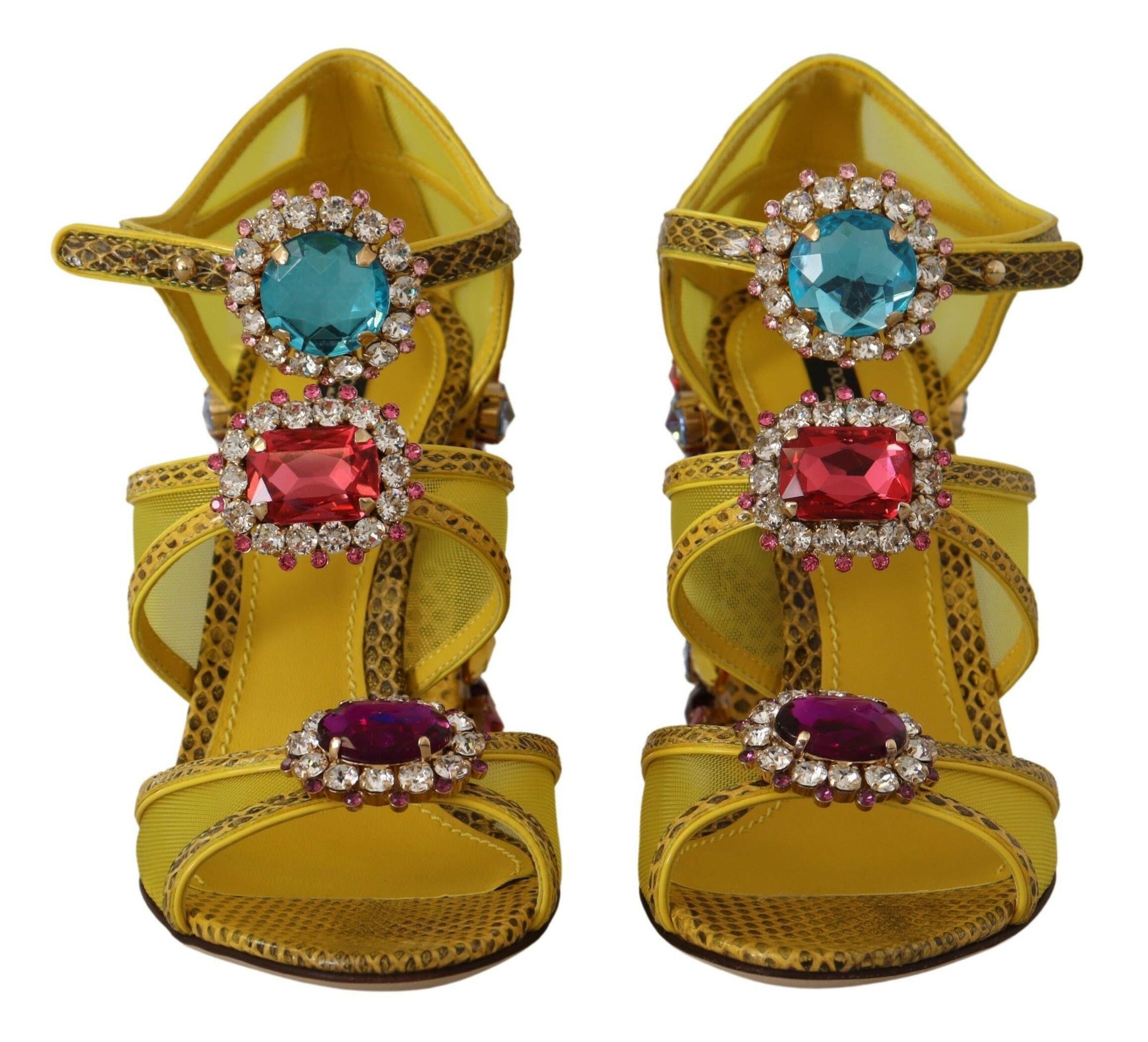 Dolce & Gabbana Yellow Leather Crystal Ayers Sandals Shoes -   -  Dolce & Gabbana.