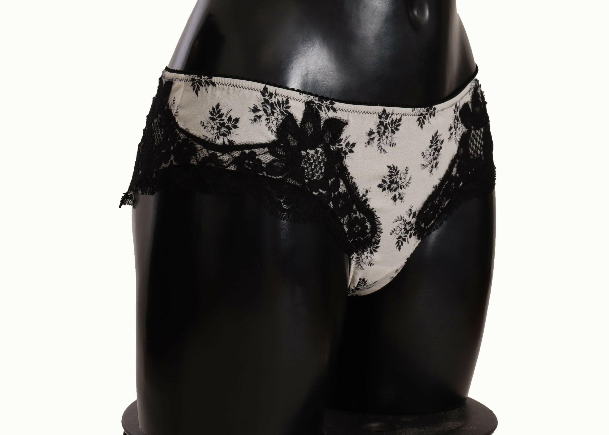 Dolce & Gabbana White Floral Lace Satin Briefs Underwear -   -  Dolce & Gabbana.