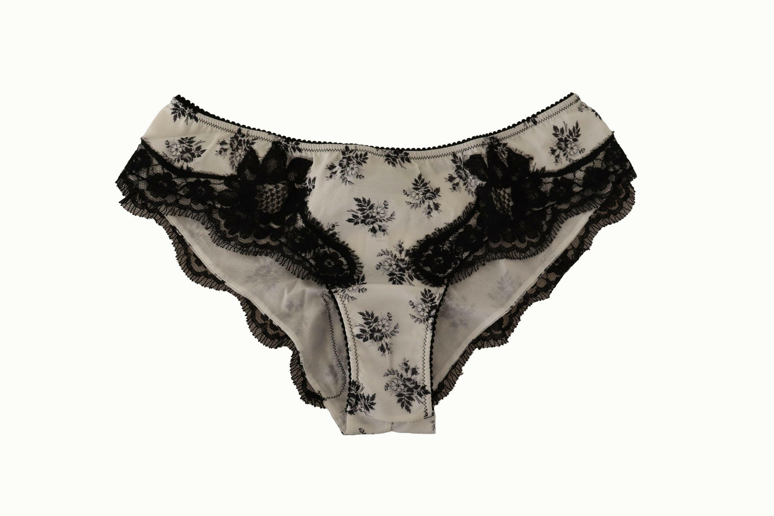 Dolce & Gabbana White Floral Lace Satin Briefs Underwear -   -  Dolce & Gabbana.