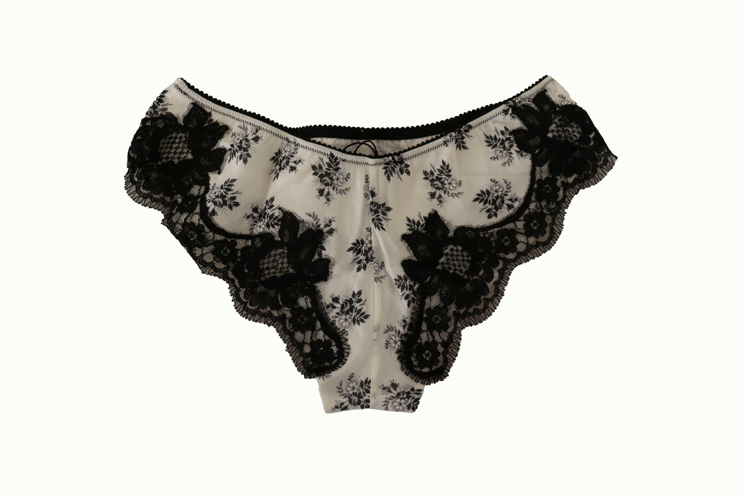 Dolce & Gabbana White Floral Lace Satin Briefs Underwear -   -  Dolce & Gabbana.