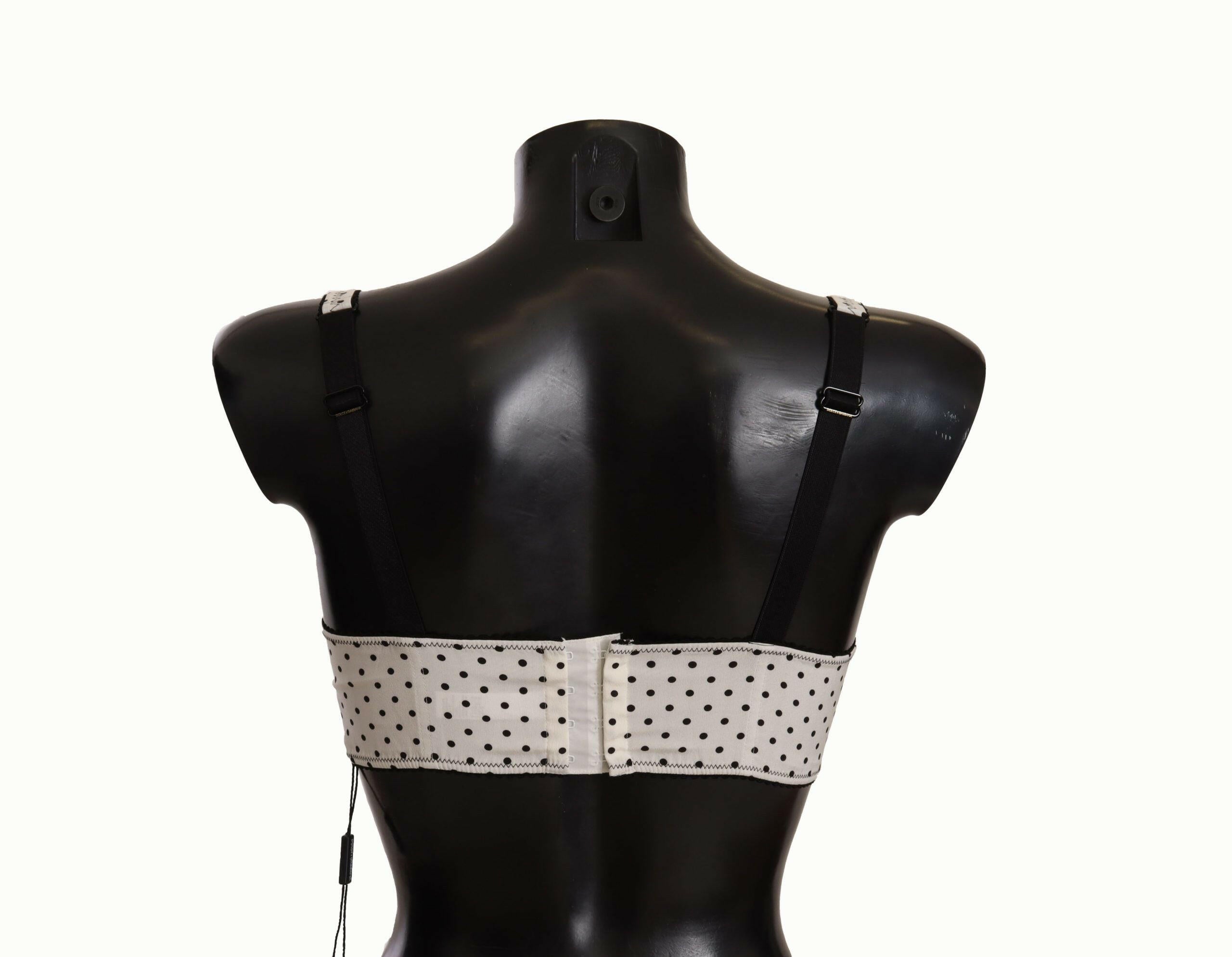 Dolce & Gabbana White Black Polka Dot Satin Lace Balconette Bra -   -  Dolce & Gabbana.