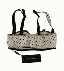 Dolce & Gabbana White Black Polka Dot Satin Lace Balconette Bra -   -  Dolce & Gabbana.