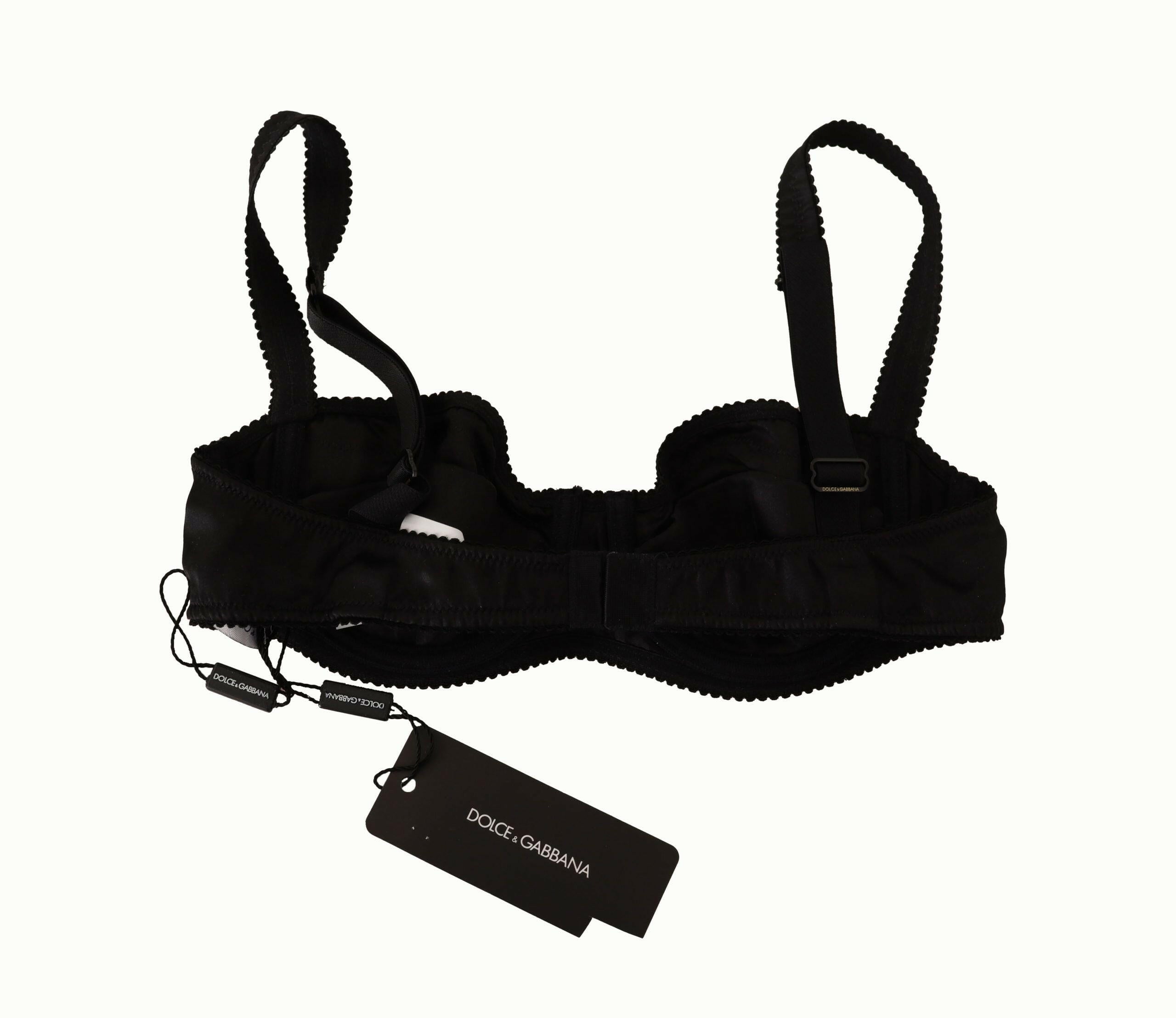 Dolce & Gabbana Black Polka Dot Satin Lace Balconette Bra -   -  Dolce & Gabbana.